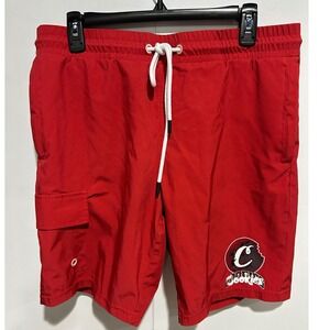 Cookies Swim Trunks Mens Large Red Cargo Pocket Board Shorts Streetwear